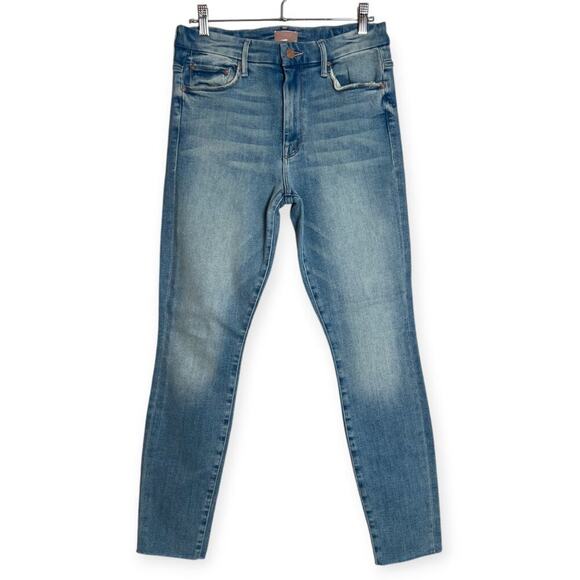 Mother High Waisted Looker Ankle Fray Jeans 29 Au Revoir Light Blue Soft Stretch - Picture 3 of 15